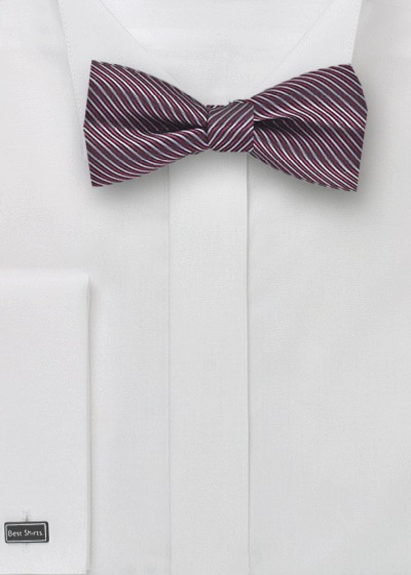 Herenstrik Gestreept Patroon Zijde Bordeaux Rood