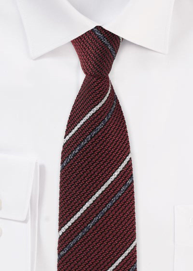 Stropdas Bordeaux Rood Streep Stijl