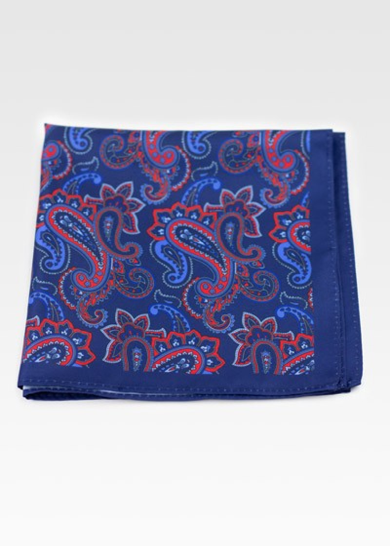 Cavalier Sjaal Speels Paisley Motief Donkerblauw