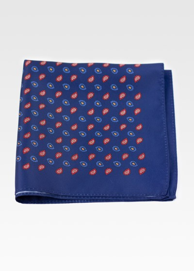 Zakdoekje klein paisley marine blauw