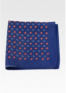 Zakdoekje klein paisley marine blauw
