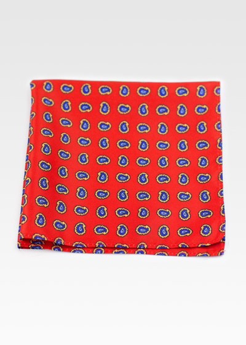 Zakdoekje klein paisley motief rood