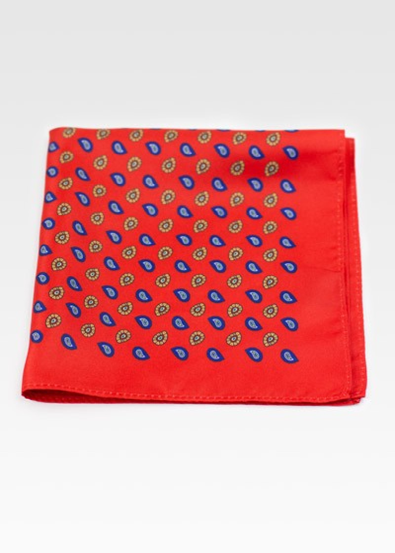 Zakdoekje klein paisley motief rood