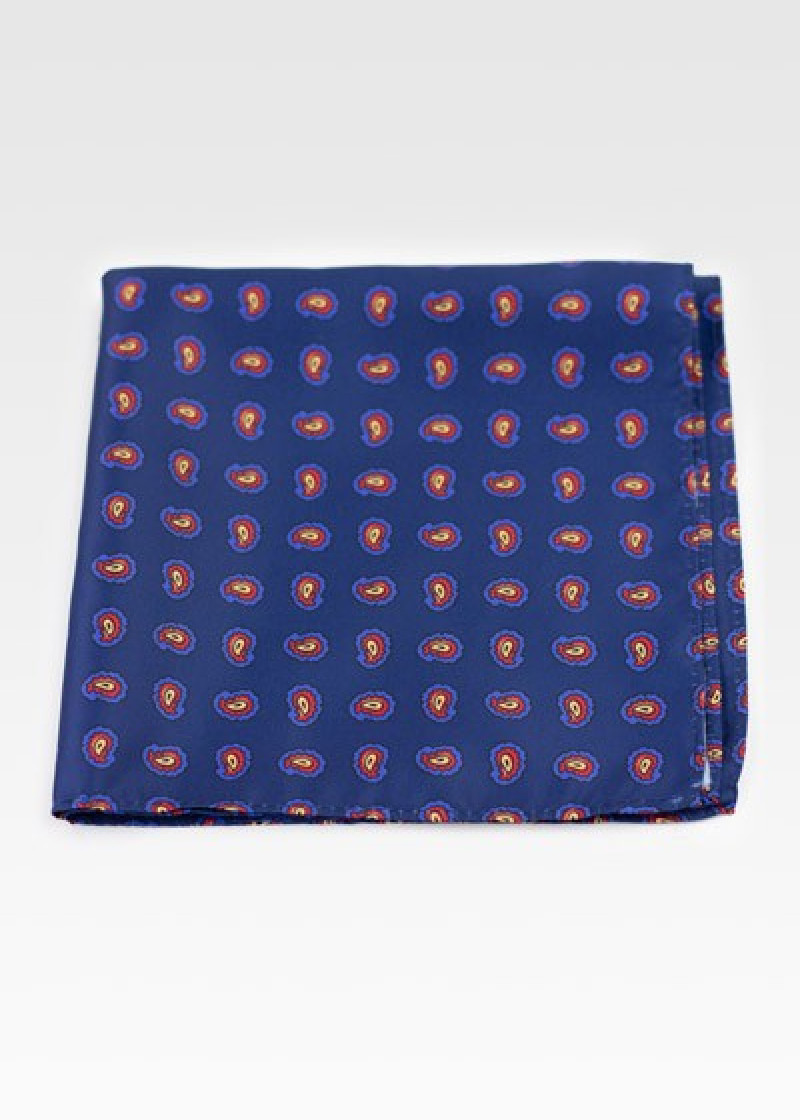 Cavalier Sjaal Klein Paisley Motief navy