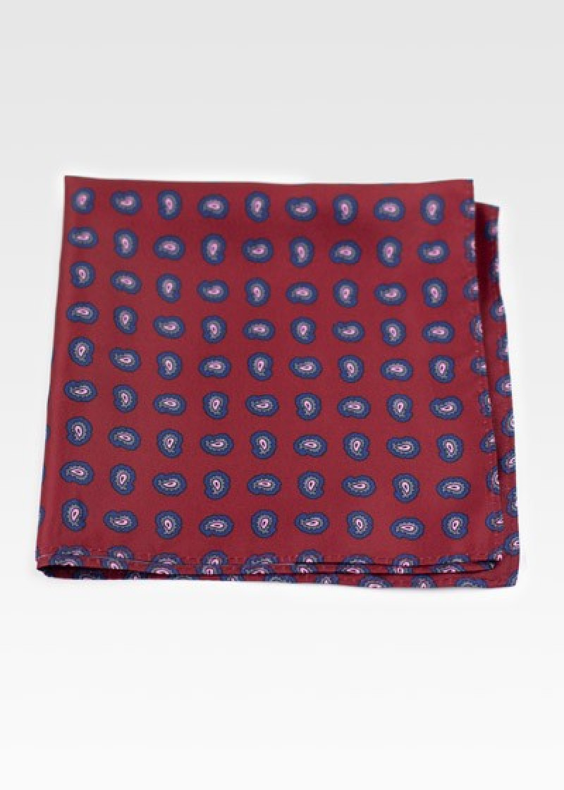 Cavalier Sjaal Klein Paisley Patroon Bordeaux Rood
