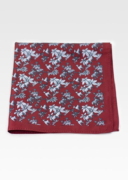 Einstecktuch Blumenmuster bordeaux grau