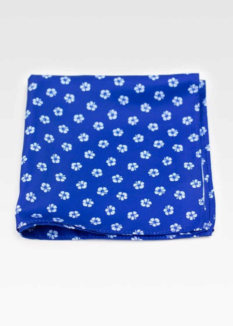 Decoratieve sjaal bloemenpatroon royal ice blue