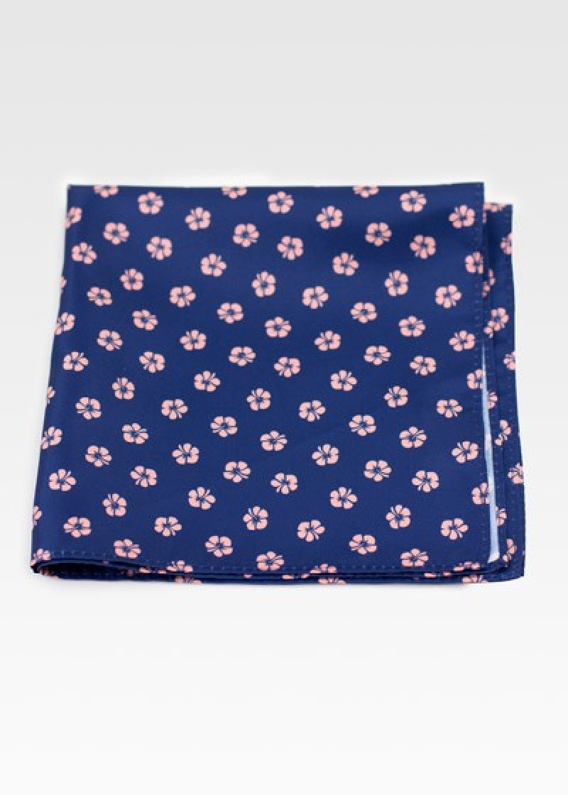 Decoratieve sjaal met bloemmotief Middernachtblauw