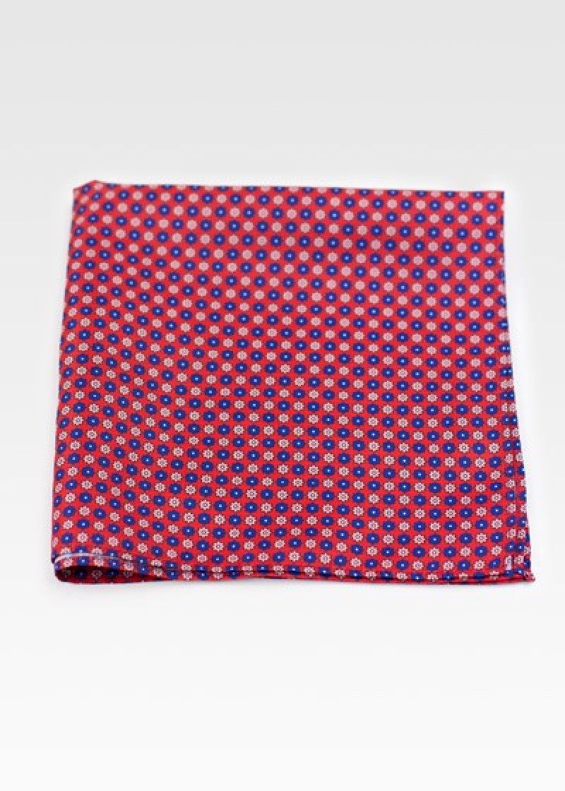 Zakdoek met bloemmotief rood