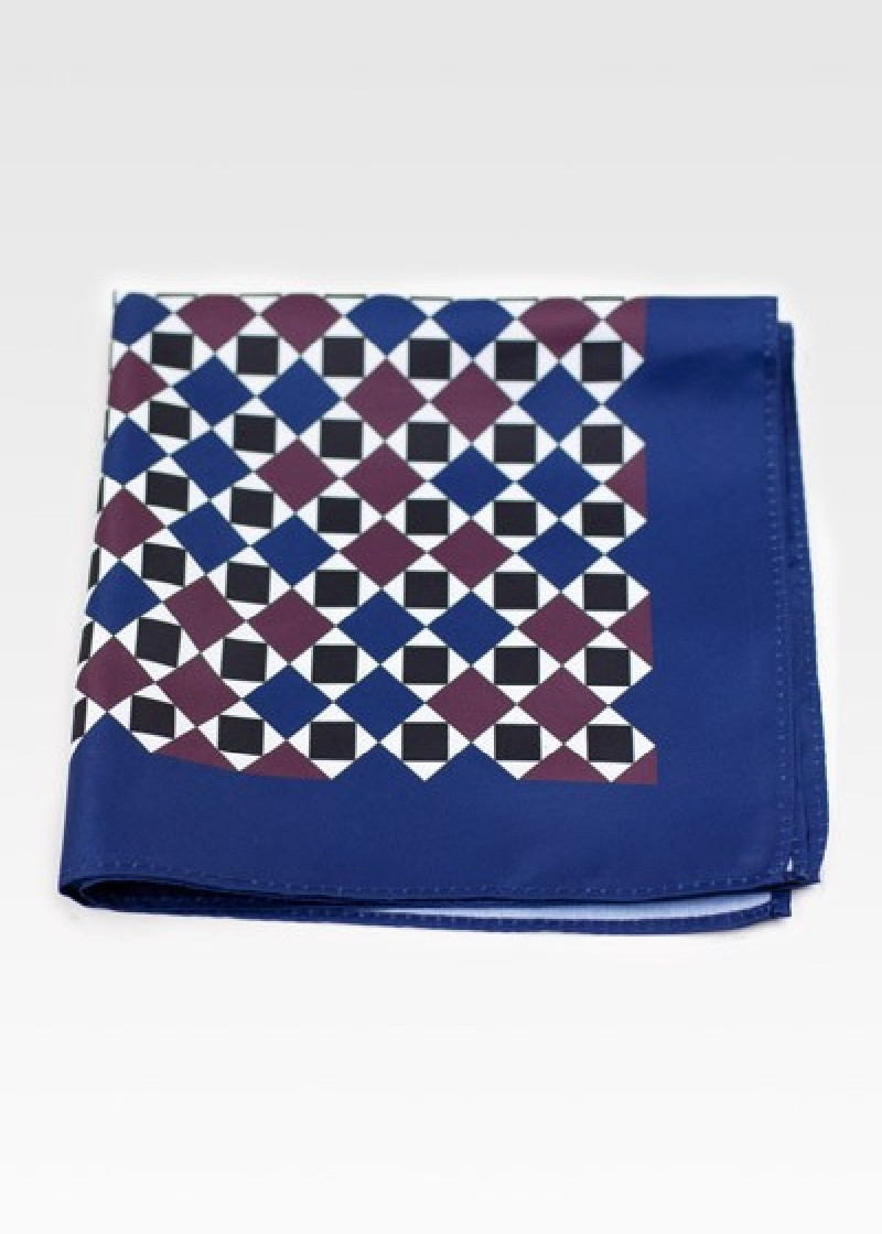 Ornamentele Sjaal Retro Stijl Marine Blauw Sneeuw