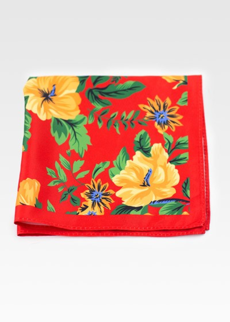 Bloemen pochette medium rood