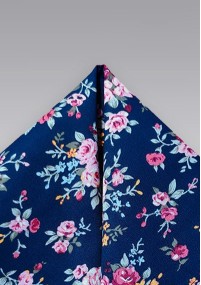 Decoratieve sjaal katoen bloemmotief navy