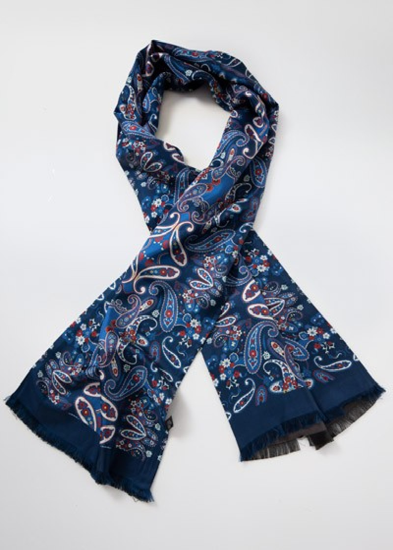 Dassjaal Paisley patroon donkerblauw