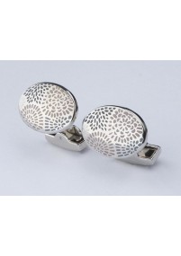 Ovale Manschettenknöpfe mit Emaille-Einlagen in floralem Design