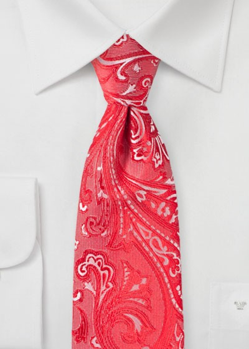 Stropdas elegant paisley motief rood