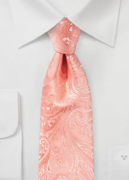 Krawatte elegantes Paisleymotiv apricot
