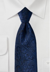 Krawatte elegantes Paisleymotiv marineblau schwarz