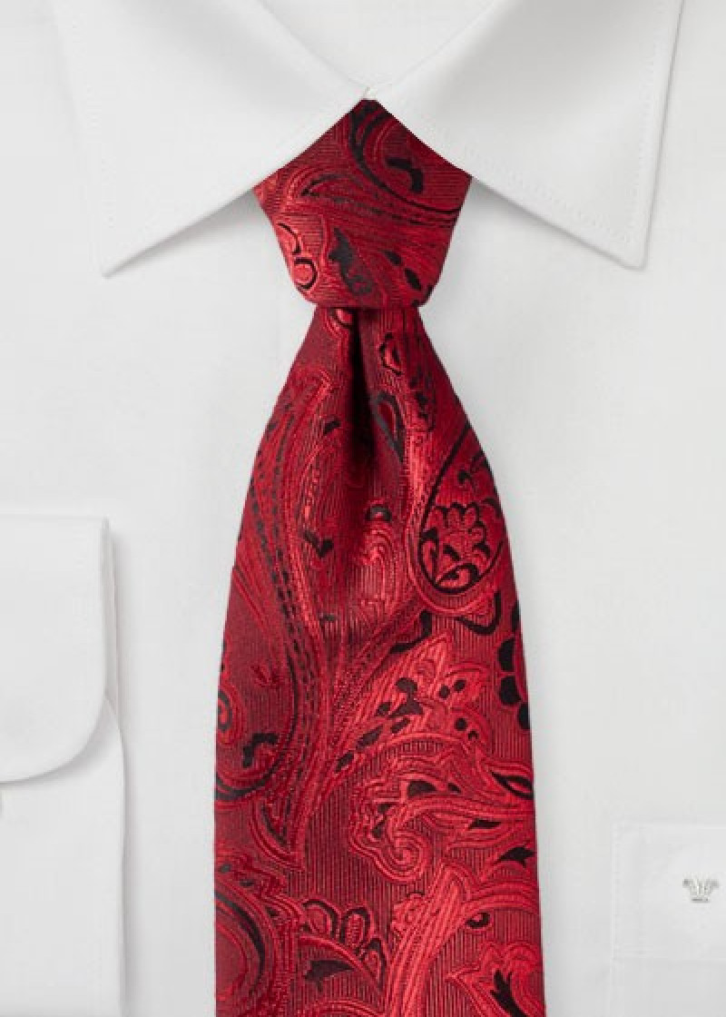 Stropdas waardig paisley patroon rood zwart