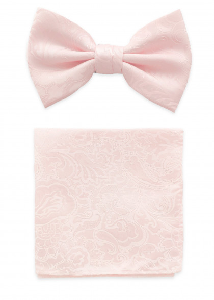 Fliege und Einstecktuch in blush-rosé