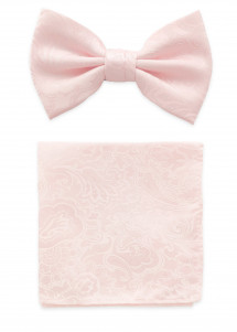 Fliege und Einstecktuch in blush-rosé