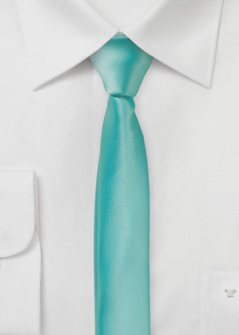 Extra slanke zakelijke stropdas turquoise