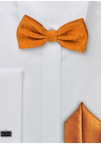 Set: Herrenfliege und Herren-Einstecktuch Paisley-Motiv orange