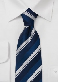 stropdas blauw met zilver strepen design