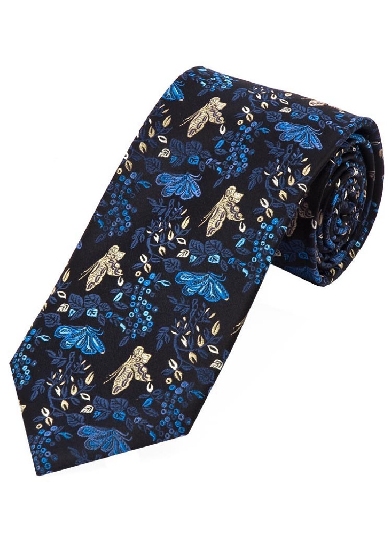 Stijlvolle stropdas slinger patroon zwart en blauw
