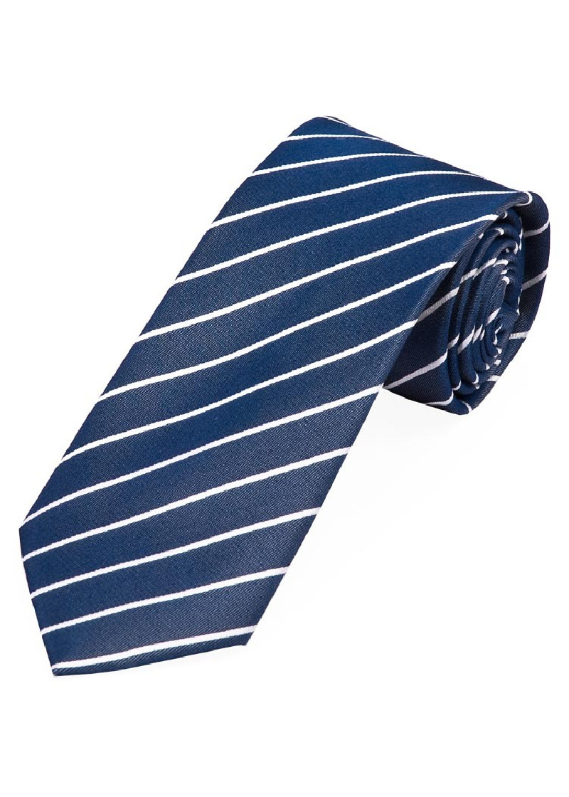 Stropdas dunne strepen marineblauw wit