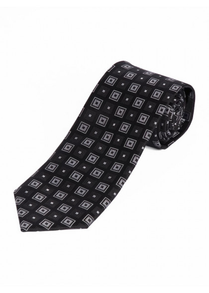 Businesskrawatte asphaltschwarz Viereck-Ornamente