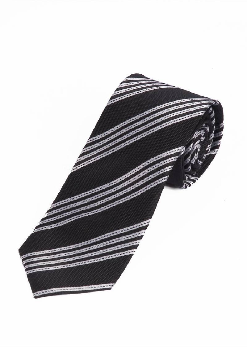 Stripe Mens Tie Dark Grey Pearl White