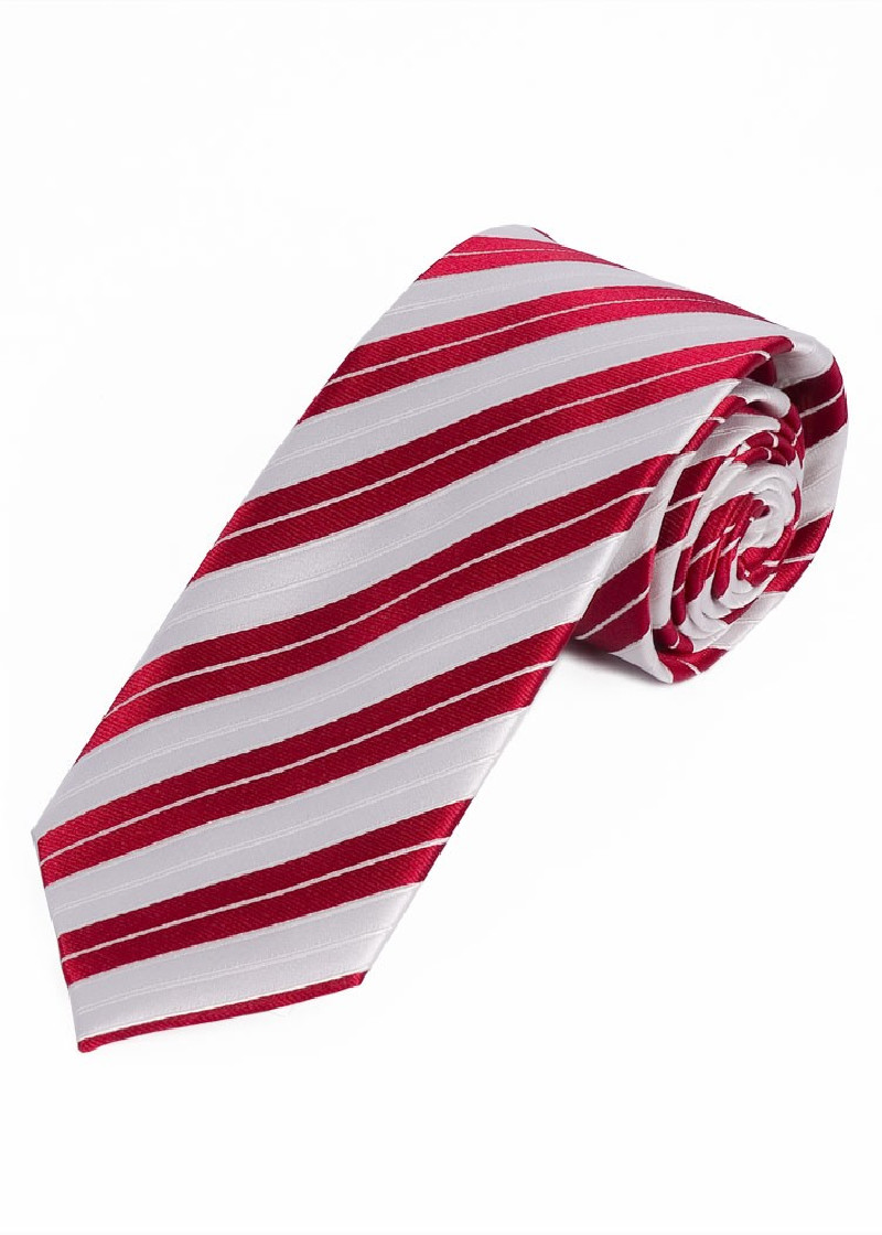 Stripe Mens Tie Pearl White Red
