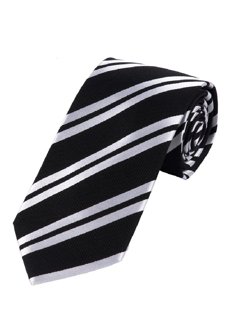 Stripe Business Tie Teal Zwart Pearl Wit