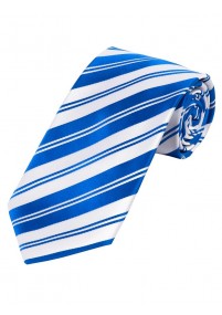 Stripe Mens Tie Pearl White Royal Blue