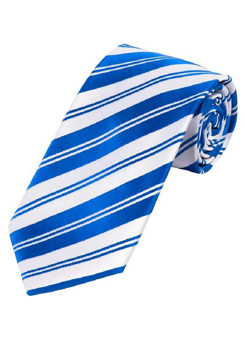 Stripe Mens Tie Pearl White Royal Blue