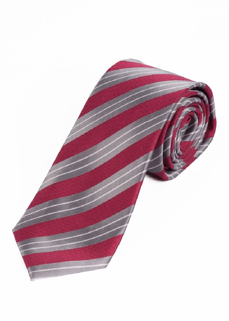 Stropdas Stylish Stripe Decor Medium Rood Zilver