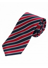 Krawatte raffiniertes Streifen-Muster rot nachtblau schneeweiß
