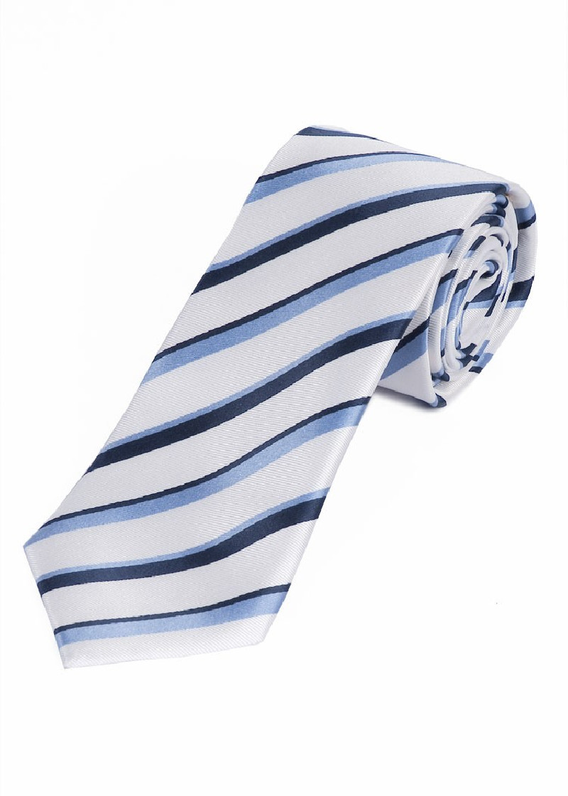 Stropdas elegant streepdesign wit duifblauw