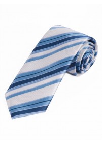 Krawatte stilvolles Streifen-Dessin weiß eisblau marineblau