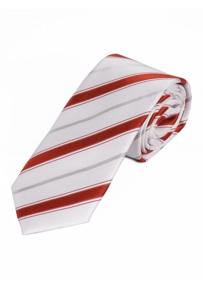 Schmale Krawatte stilsicheres Streifen-Pattern weiß rot silber