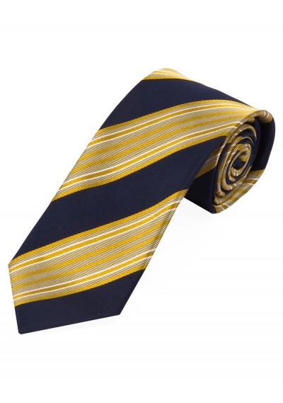 Krawatte stylisches Streifendesign  marineblau safran weiß