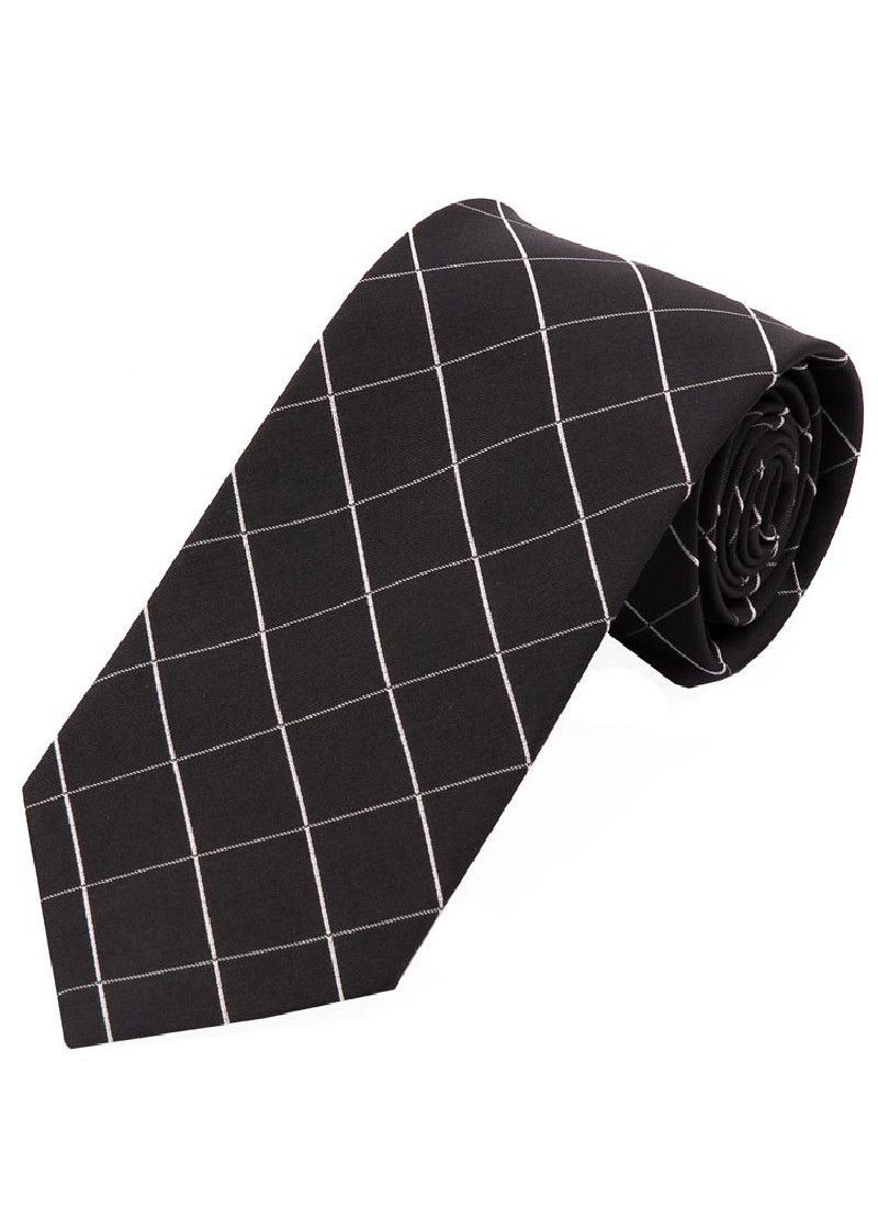 Herenstropdas Dignified Line Check Deep Black Snow