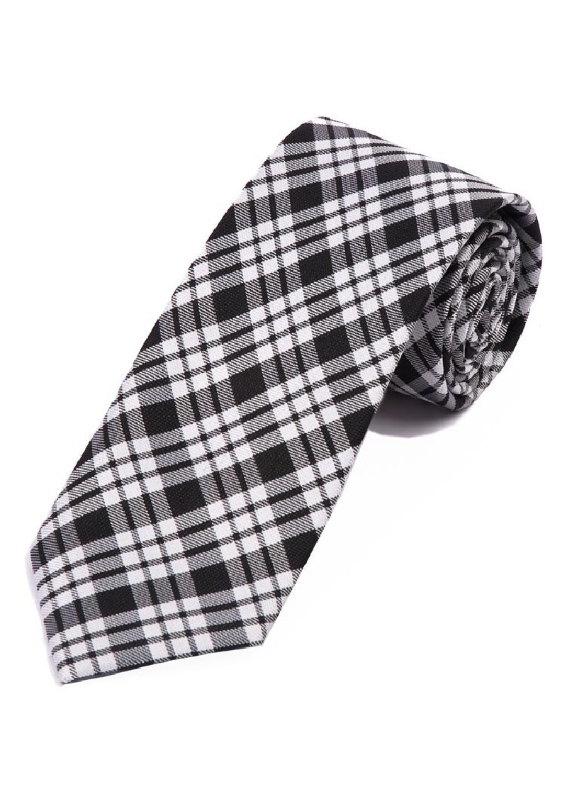 Tartan herenstropdas zwart parelwit