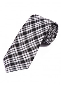 Tartan herenstropdas zwart parelwit