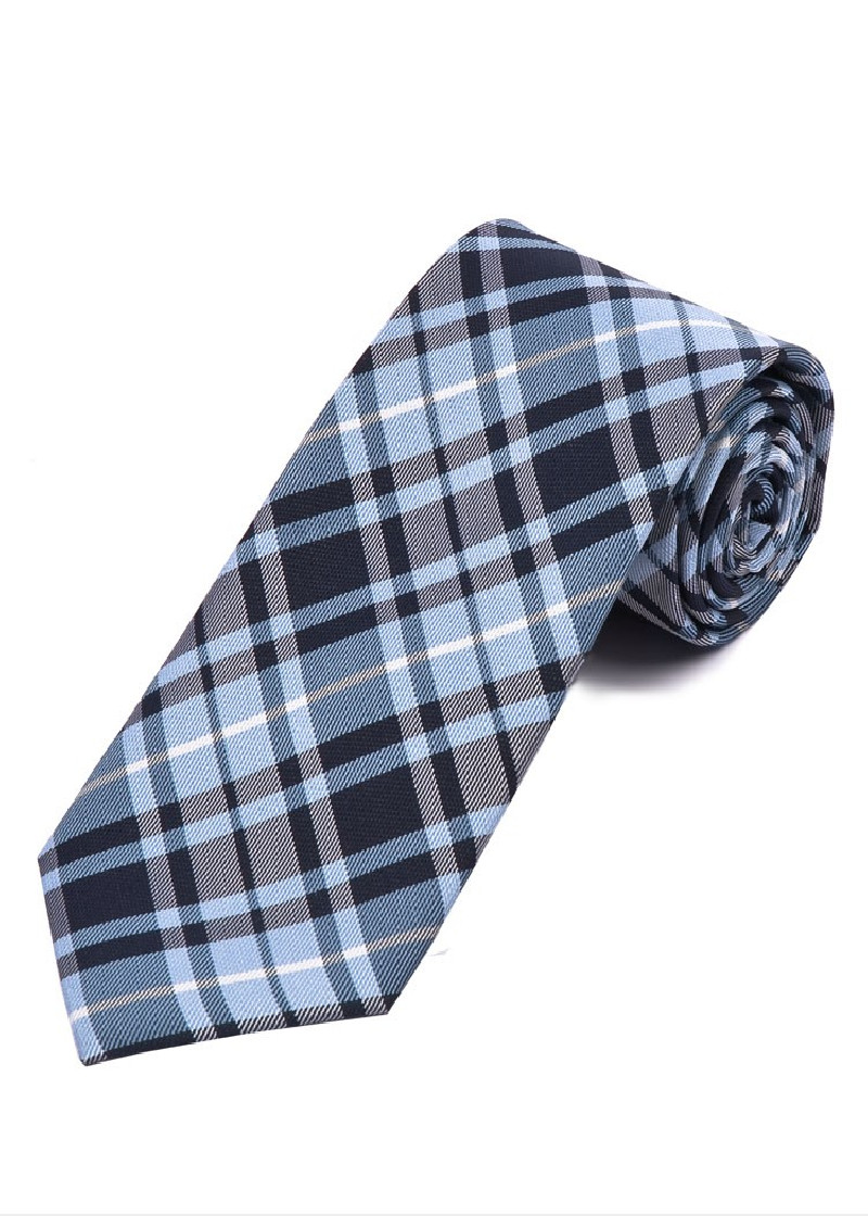 Ruitjespatroon Business Tie Navy Lichtblauw