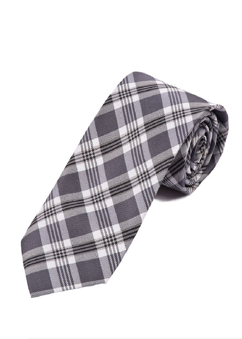 Tartan Herenstropdas Zwart Zilver Grijs