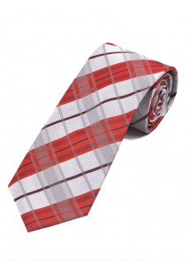 Ruitjespatroon Business Tie Zilver Grijs Rood
