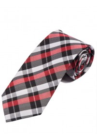 Glencheckdesign-Krawatte schwarz rot und silber