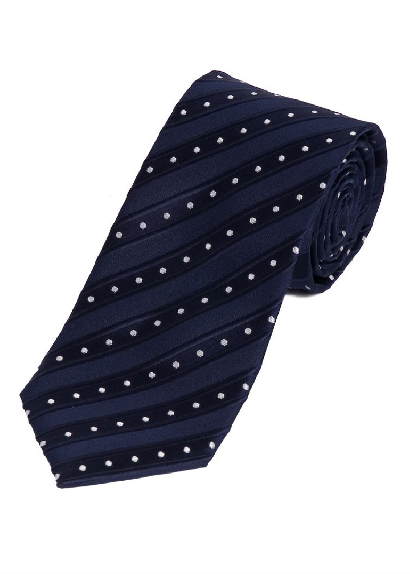 Stropdas lijnen polka dots marine blauw