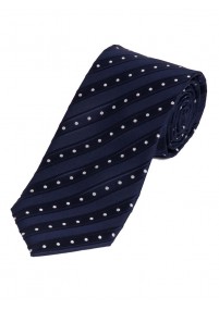 Smalle stropdas Lijnen stippen marineblauw